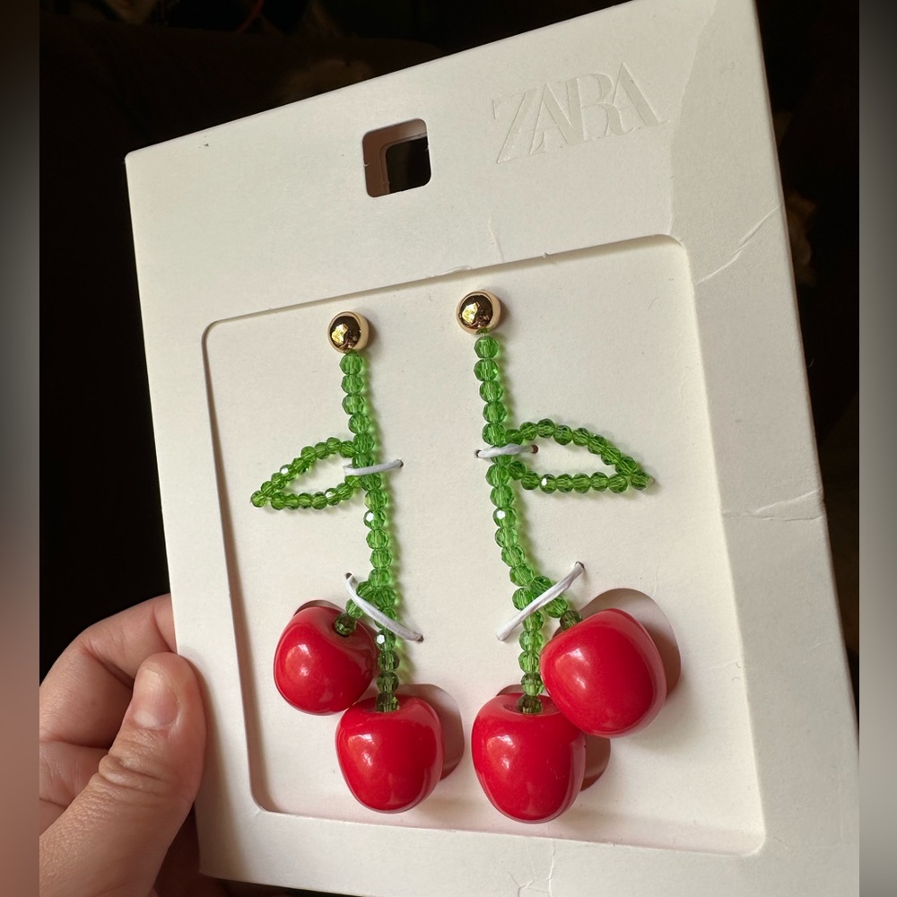 ZARA Cherry bead earrings 1011-031 - Picture 7 of 7
